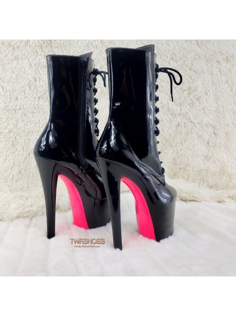 Sky 1020TT Black Patent High Heel Ankle Boots - Picture 7 of 14